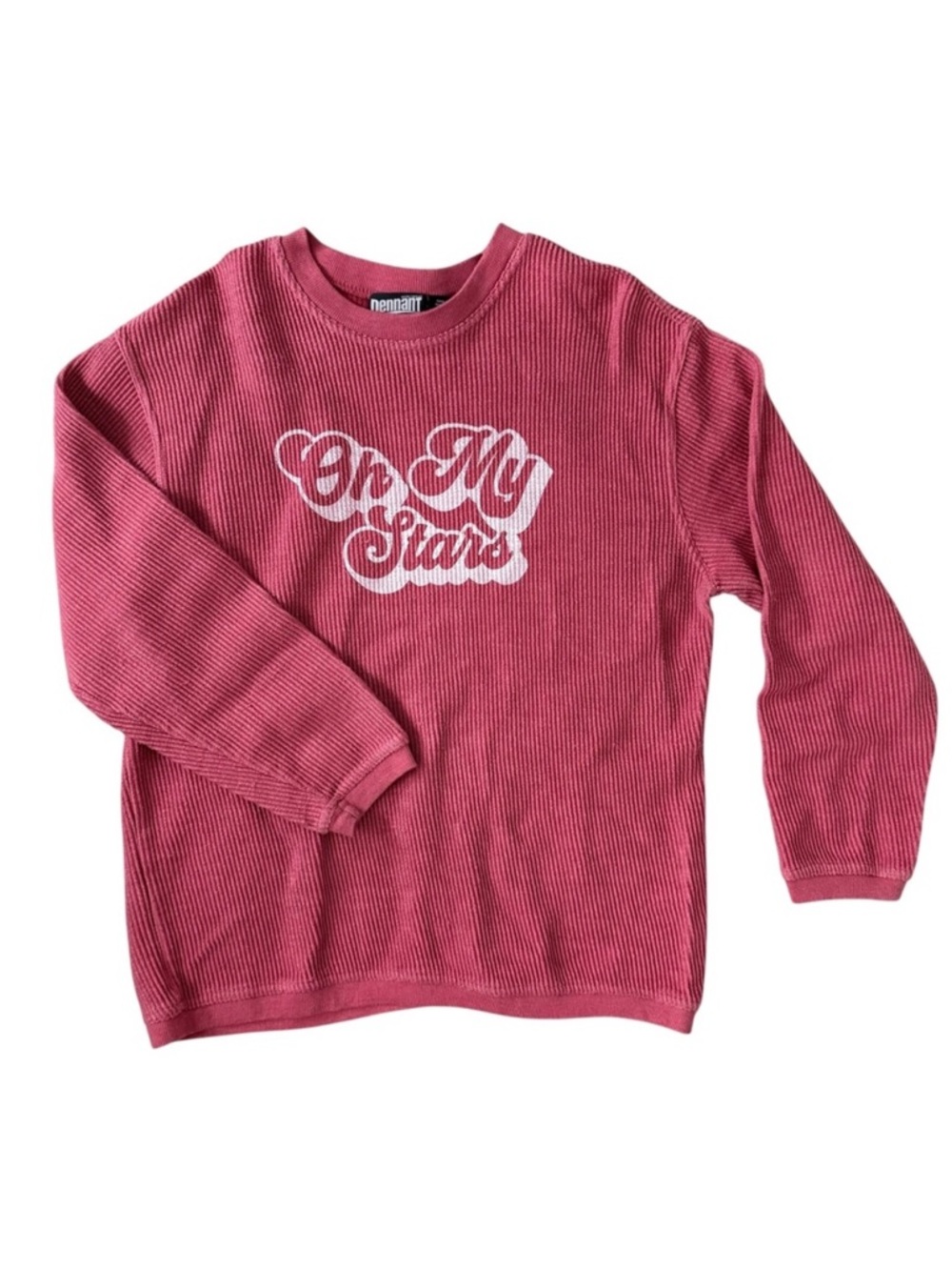 Pennant Sportswear‎ Oh My Stars Pink Ribbed Graphic Sweatshirt Size Large